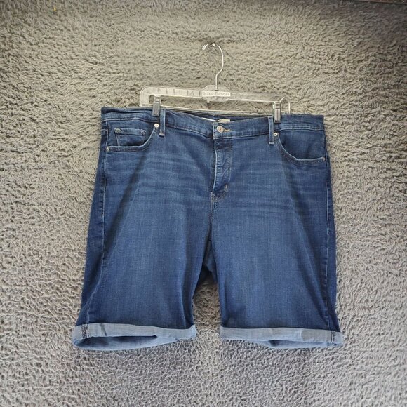 Levis Shorts Womens 22W Blue Classic Bermuda Denim Mid-Rise 5-Pocket Button Fly - Picture 2 of 14